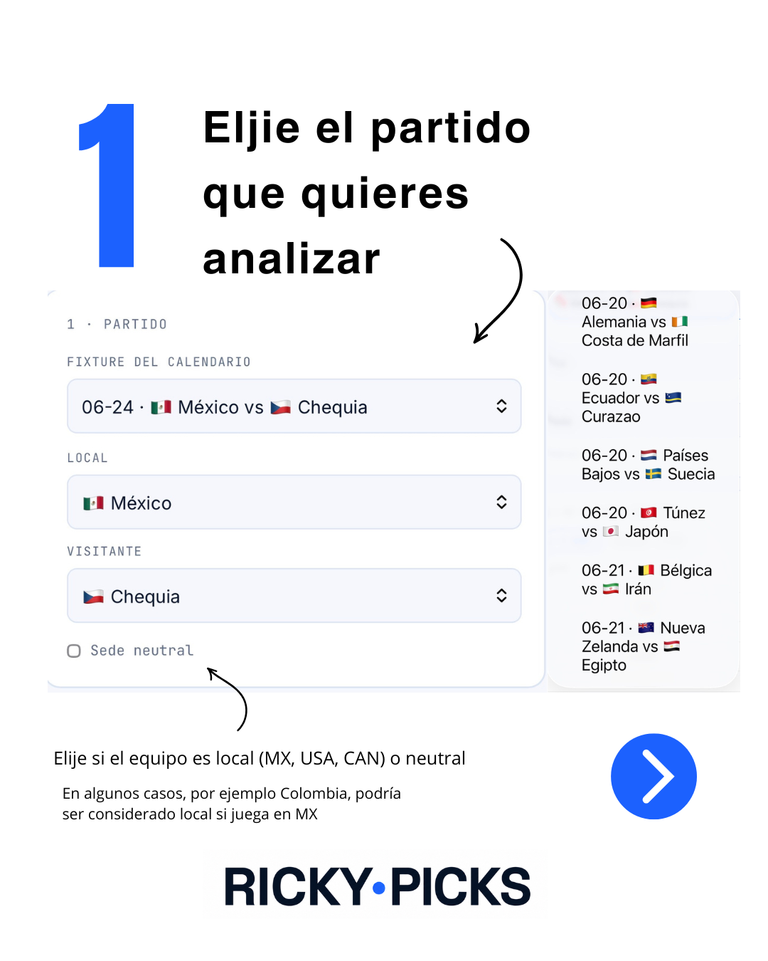 Paso 1 — Elige el partido